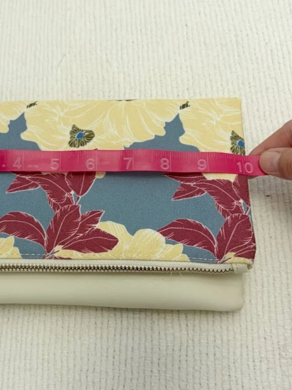 Rachel Pally Floral Print Fold Over Canvas Vegan Leather Tassel Clutch Purse